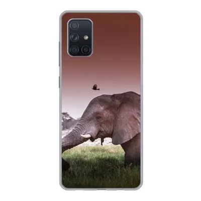 Produktbild von MuchoWow® Handyhülle Schutzhülle Hülle für Samsung Galaxy A51 Elefant - Gras - Sonne - Tiere Silikon Softcase Handy Hülle - Schutzabdeckung