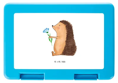 Produktbild von Mr. & Mrs. Panda Bento Box Igel Blumen - Weiß - Geschenk, Snackbox, Lustige Sprüche, Lebensmittel Aufbewahrungsbox, Gute Besserung, Genesungswünsche, Bentobox, Lunchbox