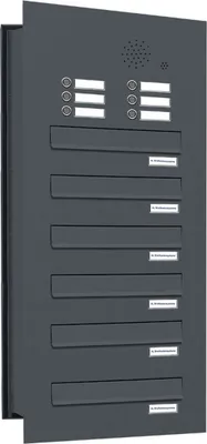 Produktbild von 6er Briefkastenanlage für Mauerdurchwurf RAL Farbe 7016 Klingel Sprechgitter