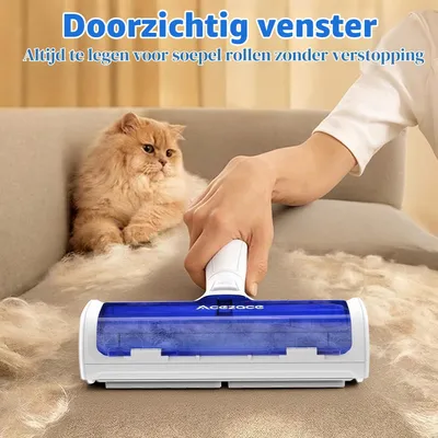 Image de Brosse d'élimination des poils pour animaux, transparente, de couleur bleue, rouleau anti-peluches, élimination efficace des poils d'animaux