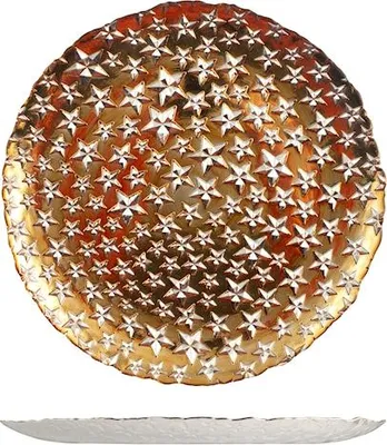 Produktbild von Goldcosmo runder Glasteller 28 cm goldfarben Weihnachten