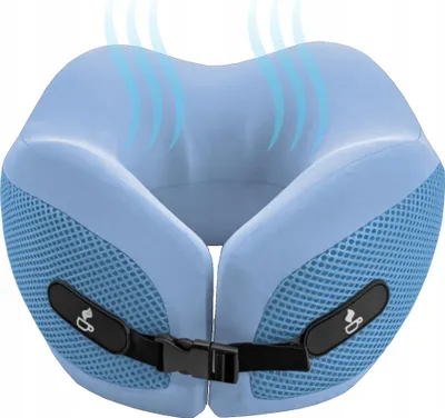 Produktbild von Nackenkissen aus weichem Memory Foam - Reise-Kissen für Flugzeug & Auto - Reisekissen mit praktischen Schnallenverschluss