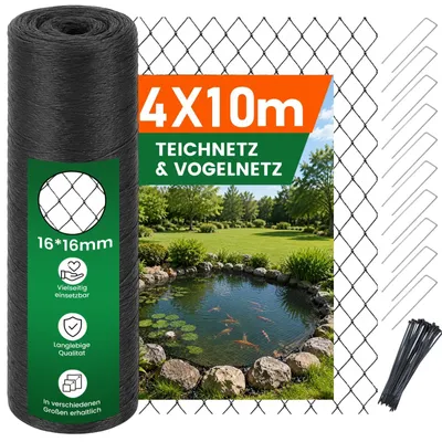 Produktbild von Feinmaschiges Teichnetz, wetter- und UV-beständig, 4 x 10 Meter