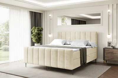 Produktbild von ALTDECOR Boxspringbett mit Schwarz Füßen, Matratze und Lattenrost, Topper, Fußteil, Polsterbett mit Bettkasten, Bett mit Stauraum H3-Matratze, Doppelbett - OTTA-FC-Z - 120x200 - Beige Casablanca