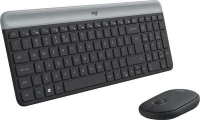 Produktbild von Logitech Slim MK470, Volle Größe (100%), Kabellos, RF Wireless, QWERTY, Graphit, Maus enthalten