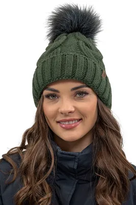 Produktbild von Vivisence Strickmütze damen - Bommelmütze Für Frauen Kopfbedeckung Winter Herbst - Mütze mit bommel Warme wintermütze Dick gestrickte - Grün