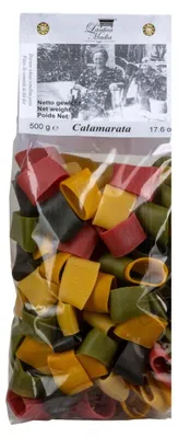 Produktbild von l'Antica Madia Calamarata 5 Farben 500g – Bunte Calamarata Pasta aus Hartweizengrieß