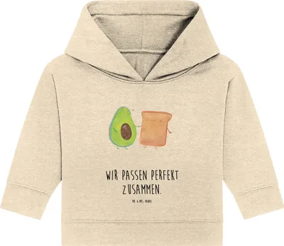 Produktbild von Mr. & Mrs. Panda Organic Baby Hoodie Avocado Toast 12. - 18. Monat - Natural Raw - Geschenk, Hochzeit, Kapuzenshirt, Freund, Kapuzensweatshirt, Freundin, Toastbrot, Liebe