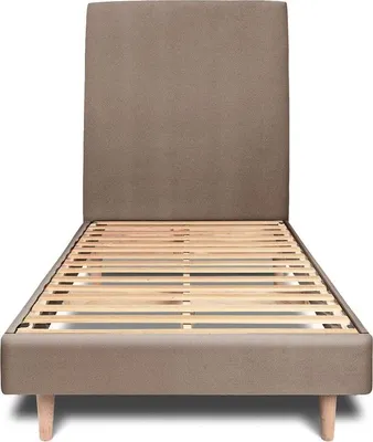 Productafbeelding van Bed met gestoffeerd hoofdeinde – fluweelstof - 90 x 200 cm