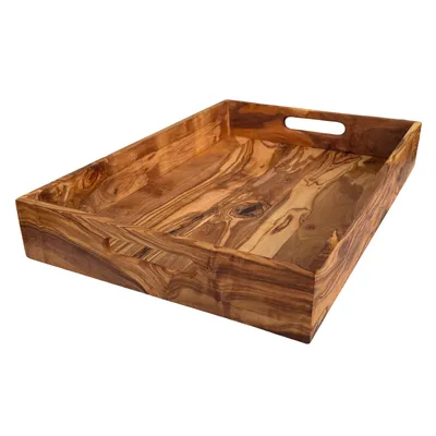 Produktbild von Tablett Serviertablett mit 2 Griffe "My Home" 47 x 32 x 7 cm, aus Olivenholz