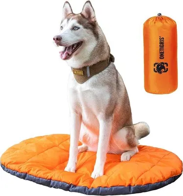 Imagen del producto de Uniqoos® Alfombra para perros, 97 x 71 cm – Lavable, reversible, hecha de tela Oxford con forro de poliéster, aislante y portátil, ideal para perros pequeños y medianos, color naranja
