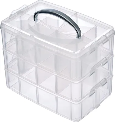 Produktbild von Rayher Sortierbox Aufbewahrung mit Griff,Transparent, groß, 23.1 x 18.5 x 15.6