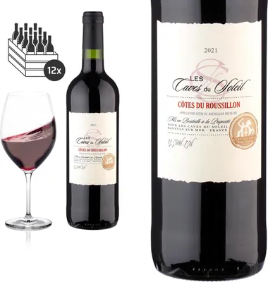 Produktbild von 12er Karton 2021 Côtes du Roussillon rouge Les Caves du Soleil - Terres des Templiers - Rotwein
