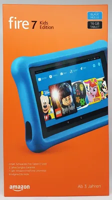 Produktbild von Amazon Fire 7 Kids Edition-Tablet, 17,7 cm (7 Zoll) Display, 16 GB, blaue kindgerechte Hülle