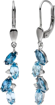 Produktbild von JOBO Ohrhänger 585 Gold Weißgold 4 Diamanten Brillanten 8 Blautopase hellblau blau