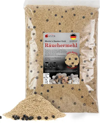 Produktbild von Moritz 2,5kg Räuchermehl Buche mit Wacholder fein 0,5 -1 mm Räuchern I Kalträuchern von Fisch Fleisch Wurst Käse Gemüse auch für BBQ I Grill - Räucherspäne