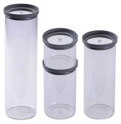 Produktbild von Chefkoch trifft Fackelmann Vorratsbehälter Set  4-teilig, aus Glas mit Silikonabdichtung, stapelbar und spülmaschinengeeignet