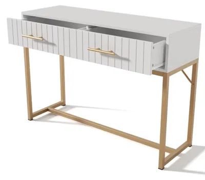 Productafbeelding van Make-uptafel - Tafel voor cosmetica met 2 lades - 75 x 100 x 45 cm - Spaanplaat - Montage vereist - Wit