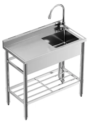 Produktbild von Gewerbliche Küchenspüle, 39 x 20 x 37 Zoll, Edelstahl, NSF-, Einzelbecken, 2 Wasserhahnlöcher