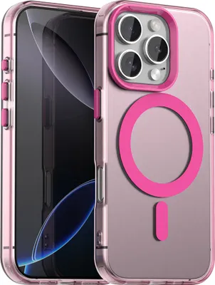 Produktbild von Handyhülle für iPhone 12, Hülle Kompatibel mit MagSafe, Schlank Durchscheinend Matt Stoßfest Schutzhülle Rot