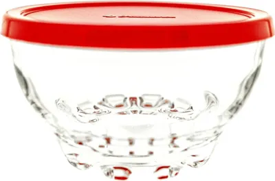 Produktbild von Pasabahce – Glasschalen mit rotem Deckel – 105 mm – 3er-Set