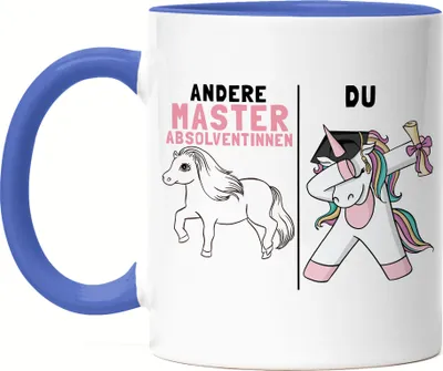 Produktbild von Andere Masterabsolventinnen Du Tasse Blau Pferd Einhorn Geschenkidee Lustig Studentin Studium Hochschule Uni