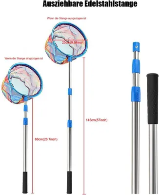 Immagine prodotto di Schepnet per bambini - Rete per insetti - Retino per catturare animali - Telescopico, pieghevole - 68-145 cm - Blu