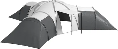 Produktbild von Outsunny Tunnelzelt, Campingzelt für 6-9 Personen, Familienzelt mit 3 Schlafzimmern, Wohnzimmer, Veranda, Tragetasche, 2000mm Wasserabweisend Oxford,