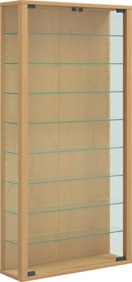 Immagine prodotto di Espositore in vetro appeso | Vetro espositore con vetro di sicurezza ESG | Dimensioni: H. 114 x W. 59 x D. 18 cm | Vetro espositore appeso | Moderno e salvaspazio | Espositore in vetro - Vitrosa Maxi