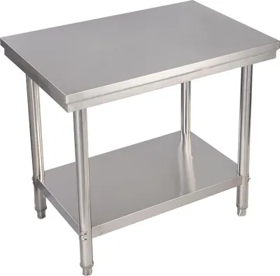Immagine prodotto di Tavolo da cucina in acciaio inox tavolo da lavoro tavolo gastronomico con ripiano intermedio 92x61x90 cm