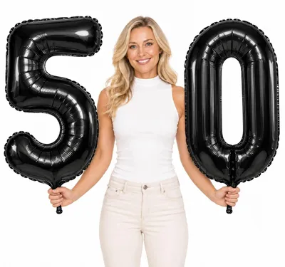 Obrázek produktu pro Fóliové balónky číslo 50 černé 100 cm narozeniny oslava