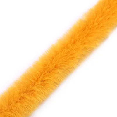 Fellborte ab 1m x 1,5 cm Meterware Fellbesatz Kunstfell Kunstpelz Fellstrang Fellstoff für den Pulli senfgelb