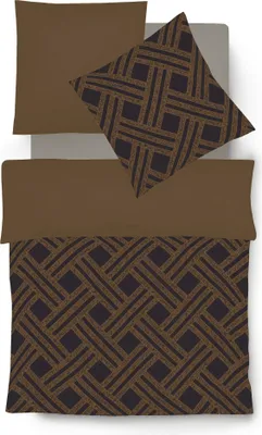 Produktbild von Fleuresse Black Premium Mako-Brokat-Damast Bettwäsche mit Uni Wendeseite 484314 messing