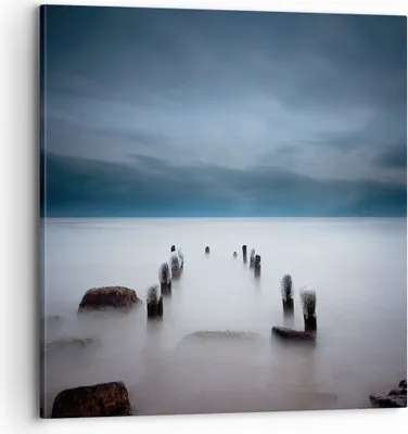 Produktbild von Bild auf Leinwand - Leinwandbild - Einteilig - Wellenbrecher Nebel Nacht - 70x70cm - Wand Bild - Wanddeko - Wandbilder - Leinwanddruck - Bilder - Wanddekoration - Leinwand bilder - AC70x70-4416