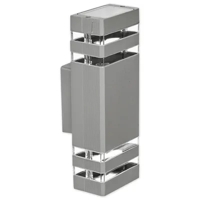 A product shot of a modern outdoor wall light.