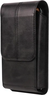 Imagen del producto de Bolsa de cinturón práctica, fabricada en cuero sintético , de 18 x 9,5 x 2 cm, con compartimento para tarjetas, ideal para teléfonos inteligentes