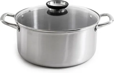 Produktbild von Kochtopf aus Edelstahl 28 cm mit Deckel und Antihaftbeschichtung