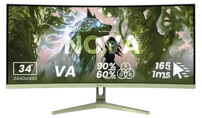 Produktbild von Arozzi Nova 34" Gaming Monitor - Gebogen - UWQHD VA - 165Hz - Waldgrün