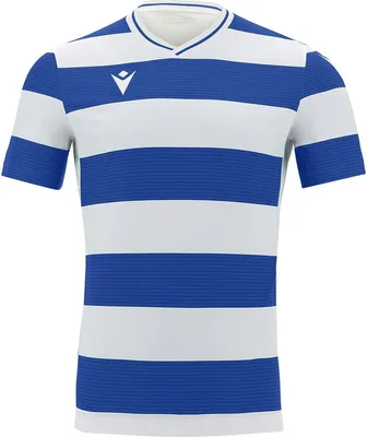 Image de Macron Alcyon Maillot Manches Courtes Enfants - Blanc / Royal  | Taille: 9-10 Y