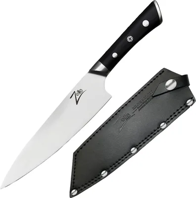 Image de Zelite Couteau Cuisine, Couteau de Chef Japonais en Acier Inoxydable du Damas, Kit Couteau Cuisine Professionnelle de 20,3 cm, Couteaux et Ustensiles de Cuisine, Etui en Cuir, Rivets en Mosaïque