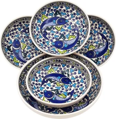 Immagine prodotto di Set di couscous piatti fondi ciotola per pesce blu - 4 persone