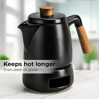 Produktbild von Teeset mit Wärmer - Geeignet für Teeliebhaber - 1 Liter - Farbe Noir