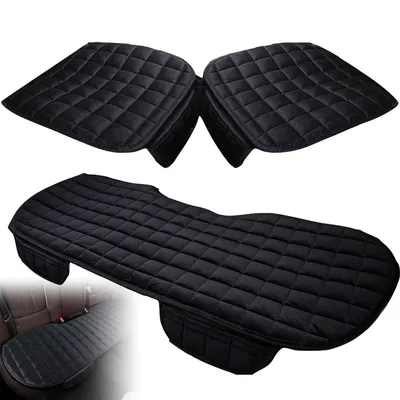 Produktbild von Sitzauflage Auto, Universal rutschfest Autositzauflage, 3PCS Autositzkissen für Auto-Vordersitzbezüge und Rücksitzbezüge, Schwarz
