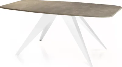 Produktbild von Ausziehbarer Esstisch im Loft-Stil - Industrieller Tisch mit Weißen Metallbeinen - Modernes Design für Wohnzimmer - 160 cm Ausziehbar auf 200 cm - Chicago Beton Grau