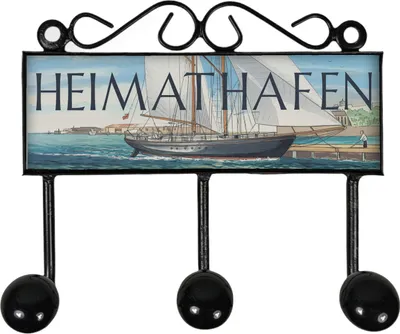 Produktbild von Heimathafen Segelboot Kleiderhaken Leiste mit 3 Haken für Nautikfans