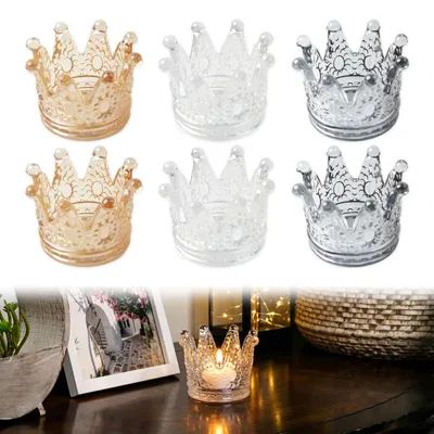6 Teelichtholder aus Glas, 7,5 x 5 cm, Teelichtglas-Set