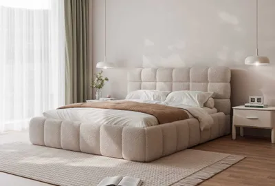 Produktbild von Polsterbett Bubble Doppelbett Bettgestell Lattenrost mit Bettkasten (Farbe: Abriamo 03, Größe: 200x200 cm)