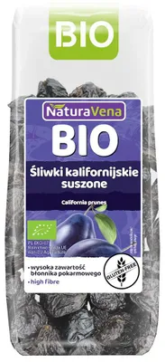 ŚLIWKI KALIFORNIJSKIE SUSZONE BEZGLUTENOWE BIO 200 g - NATURAVENA