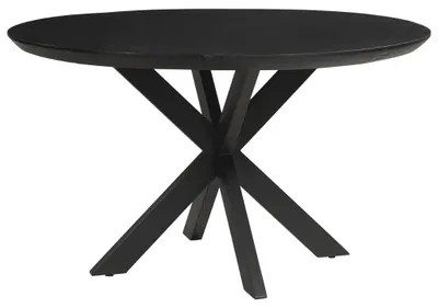 Produktbild von Dorrio Esstisch rund 150 cm Eiche massiv Schwarz mit Schweizer Kante