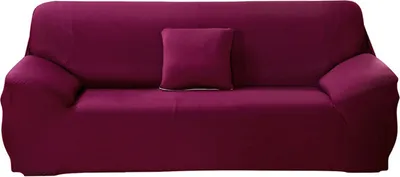 Produktbild von ele ELEOPTION Sofahusse Stretchhusse Sofabezug Polyester Rippstrick (Granat, 3 Sitzer für Sofalänge 185-230cm)